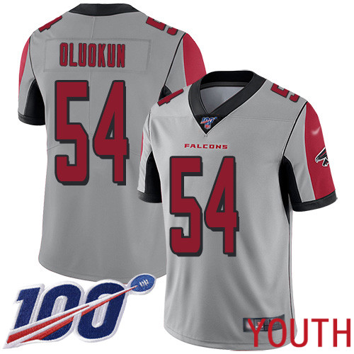 Atlanta Falcons Limited Silver Youth Foye Oluokun Jersey NFL Football #54 100th Season Inverted Legend->youth nfl jersey->Youth Jersey